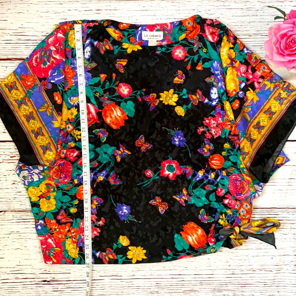 Vintage LA Chemise Floral Flutter Top Large - Picture 6 of 9